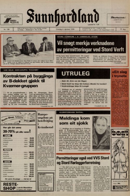 1978 - Statfjord B faksimile Sunnhordland
